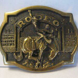 1983 Heritage Mint Registered Collection Solid Brass Belt Buckle #HL-4411: Rodeo
